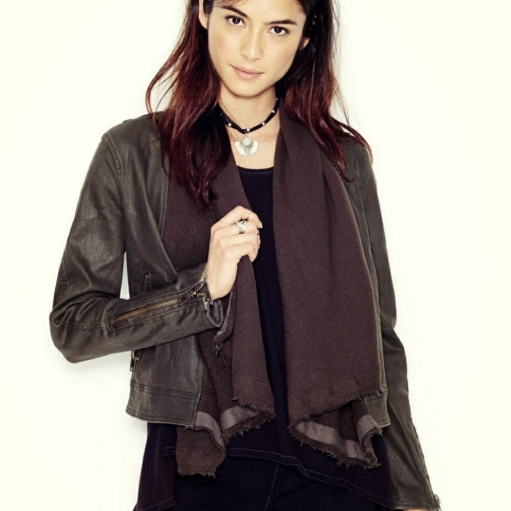Free People denim coated black jackets sz 0